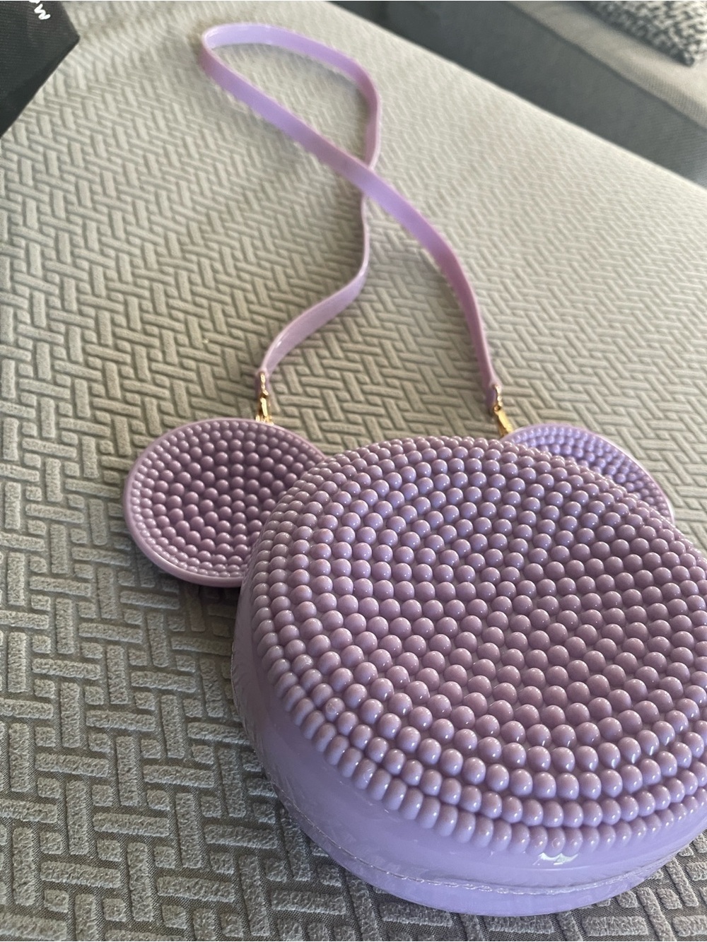 Kids Lilac Beaded Mouse Crossbody Bag